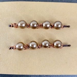 Bronze Pearl Beaded Bobby Pins